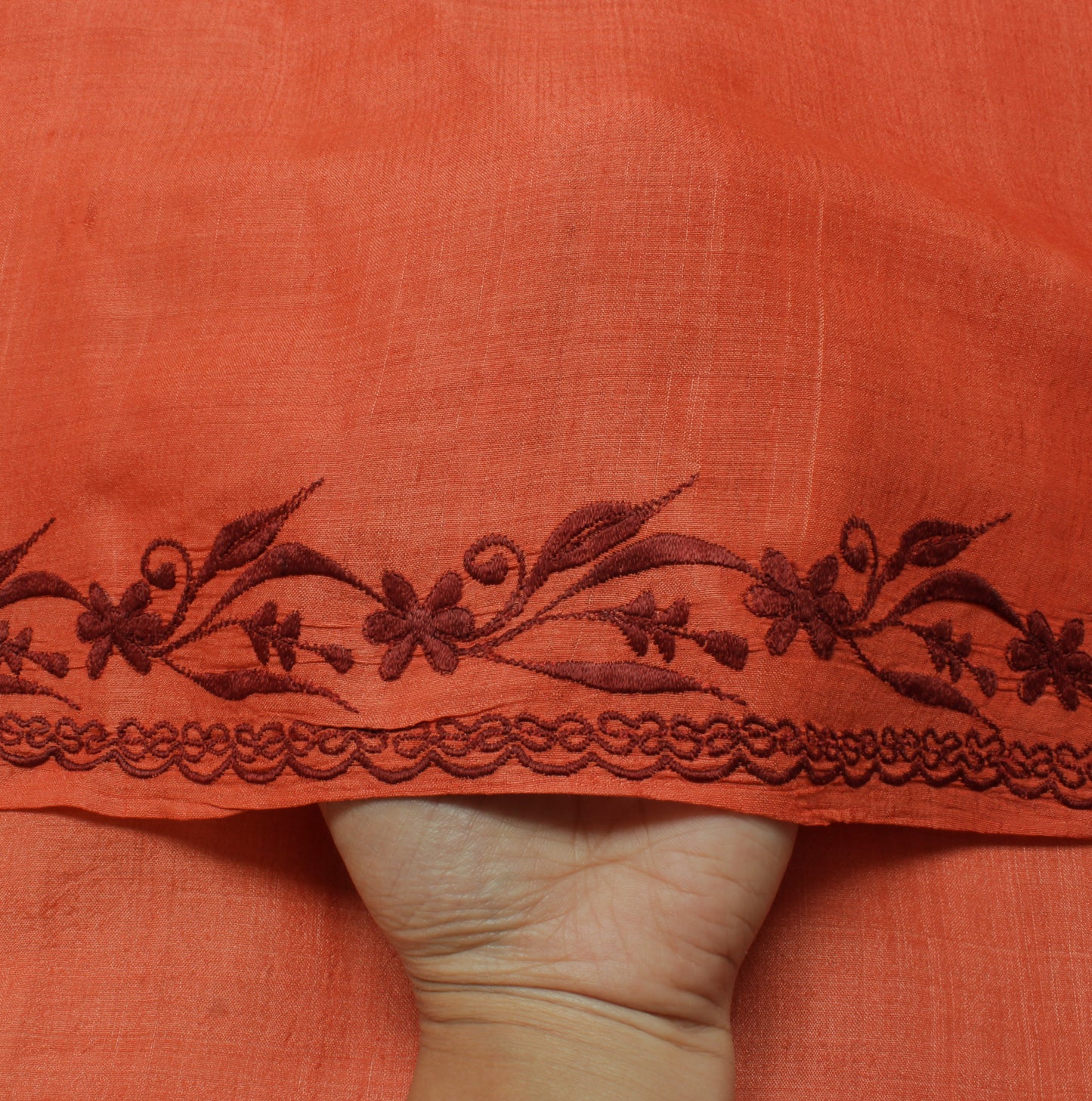 Sushila Vintage Peach Saree 100% Pure Silk Embroidered Floral Sari Craft Fabric