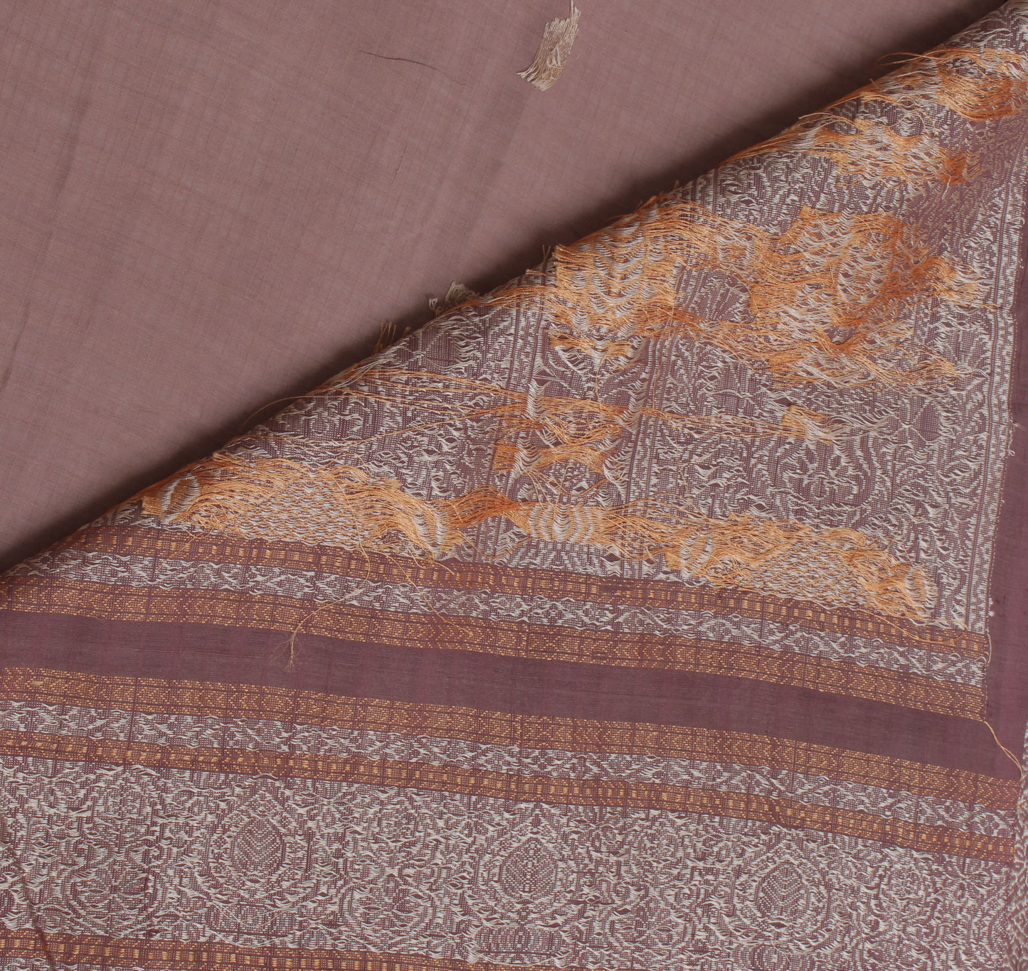 Sushila Vintage Brown Indian Saree Pure Cotton Woven Floral Sari Craft Fabric