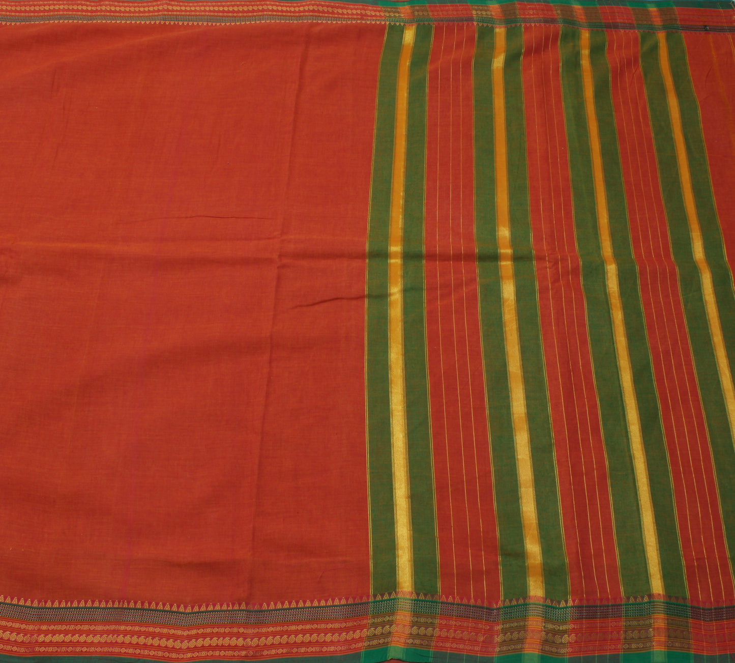 Sushila Vintage Indian Saree 100% Pure Cotton Woven Sari Craft 5 Yard Fabric