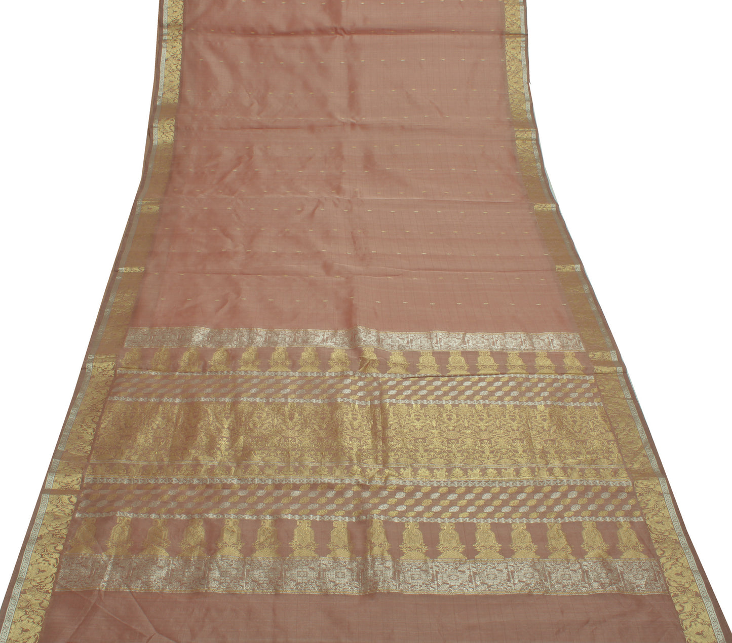 Sushila Vintage Indian Saree 100% Pure Silk Woven Floral Sari Craft 5 YD Fabric