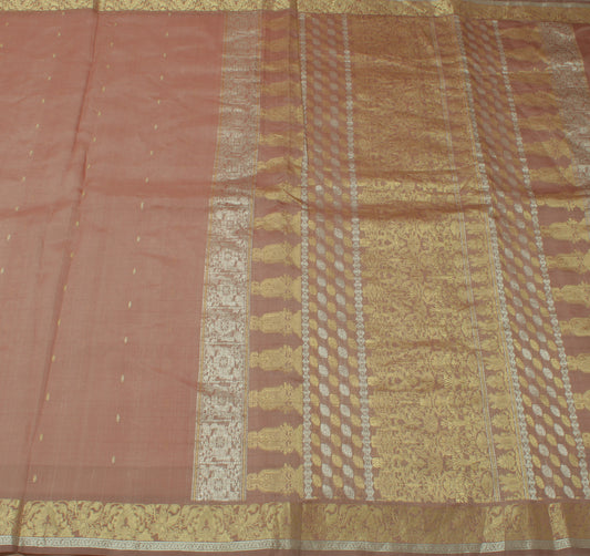 Sushila Vintage Indian Saree 100% Pure Silk Woven Floral Sari Craft 5 YD Fabric