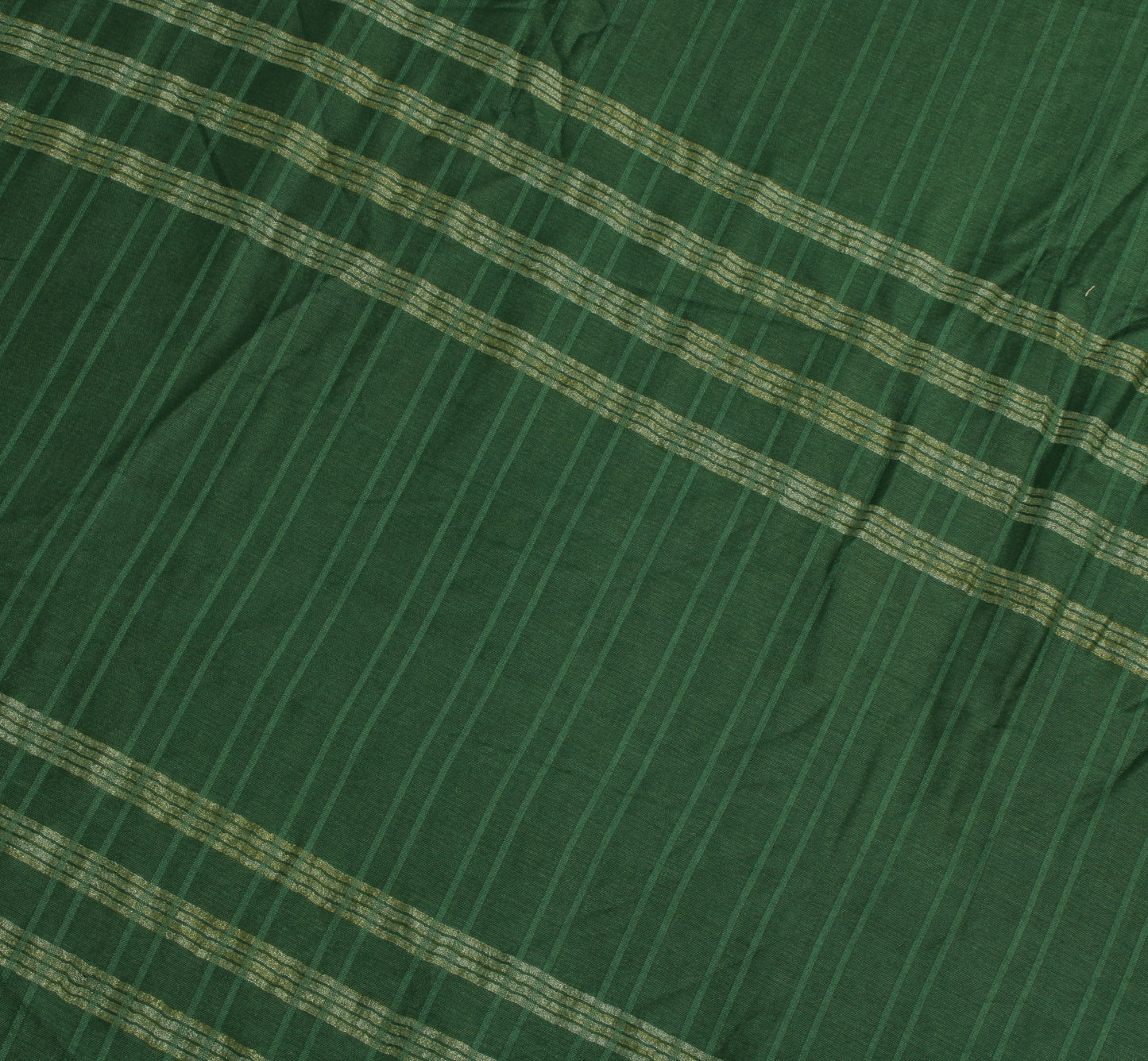 Sushila Vintage Green Indian Saree Blend Silk Woven Check Sari Craft Fabric