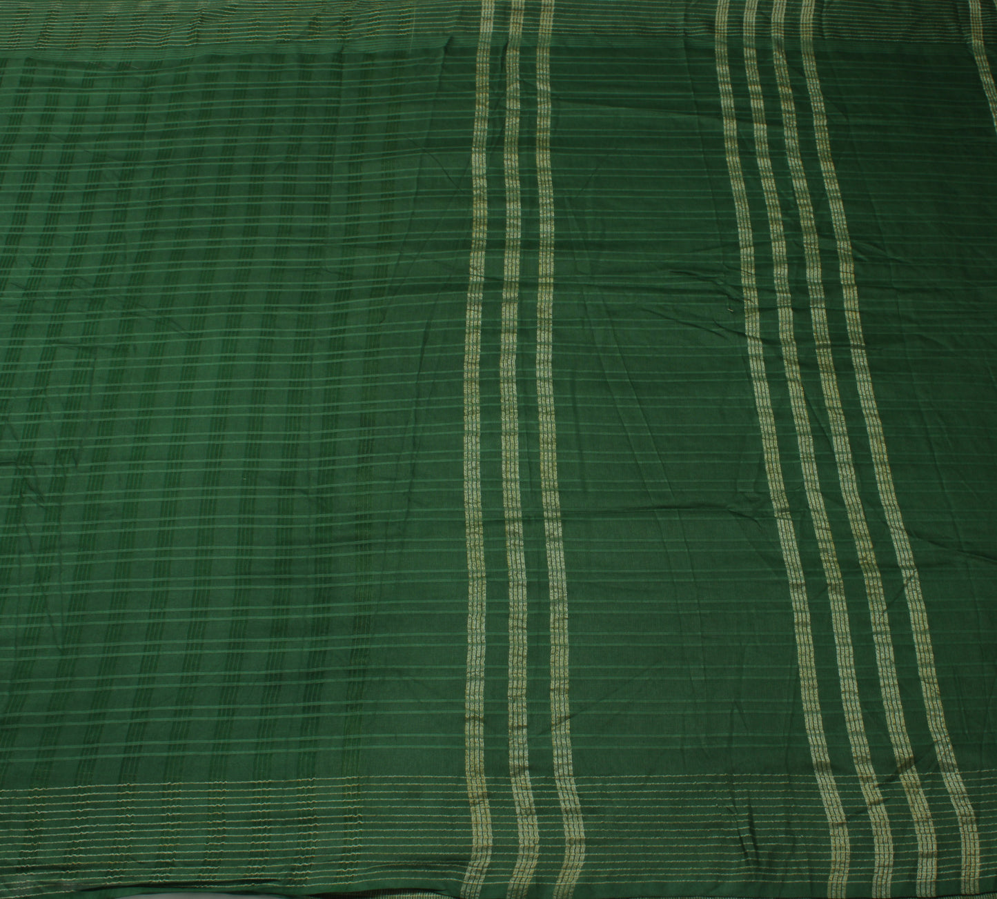 Sushila Vintage Green Indian Saree Blend Silk Woven Check Sari Craft Fabric