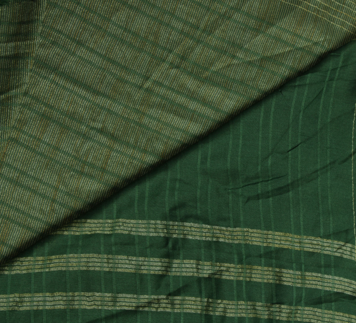 Sushila Vintage Green Indian Saree Blend Silk Woven Check Sari Craft Fabric