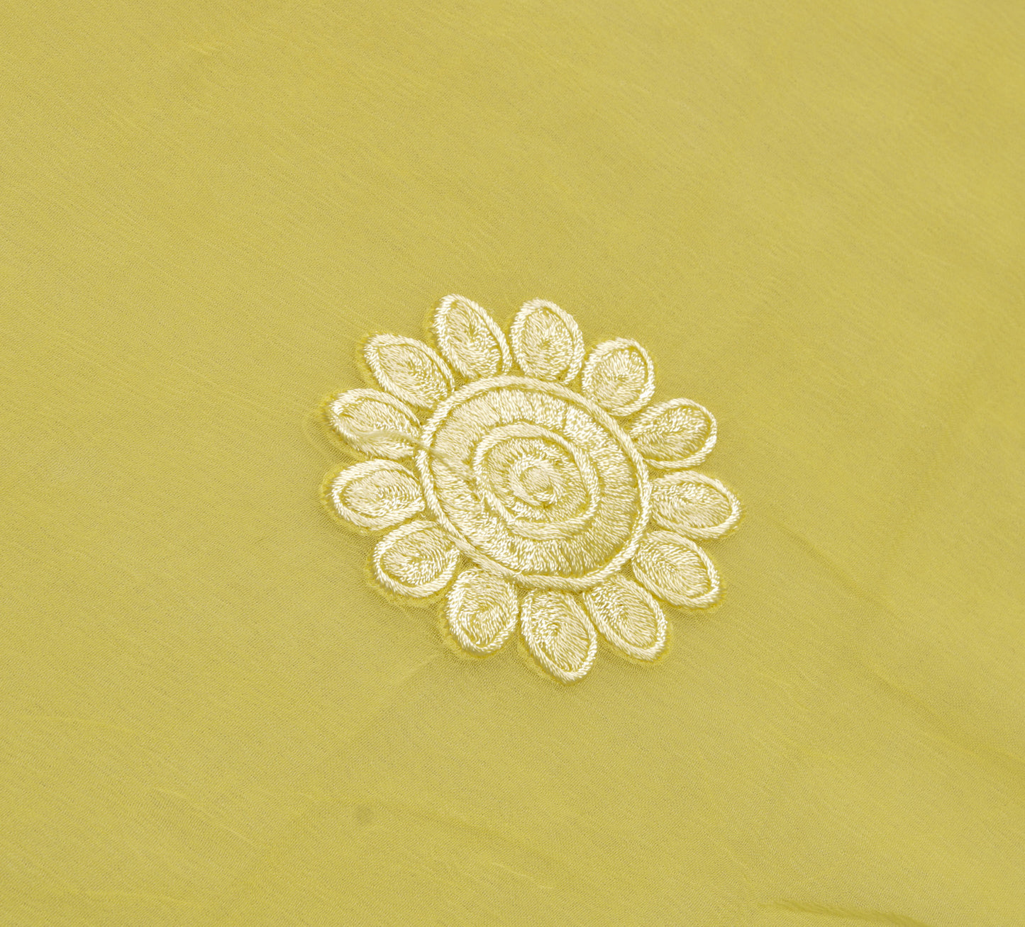 Sushila Vintage Lemon Saree Pure Chiffon Silk Embroidered Floral Sari Fabric