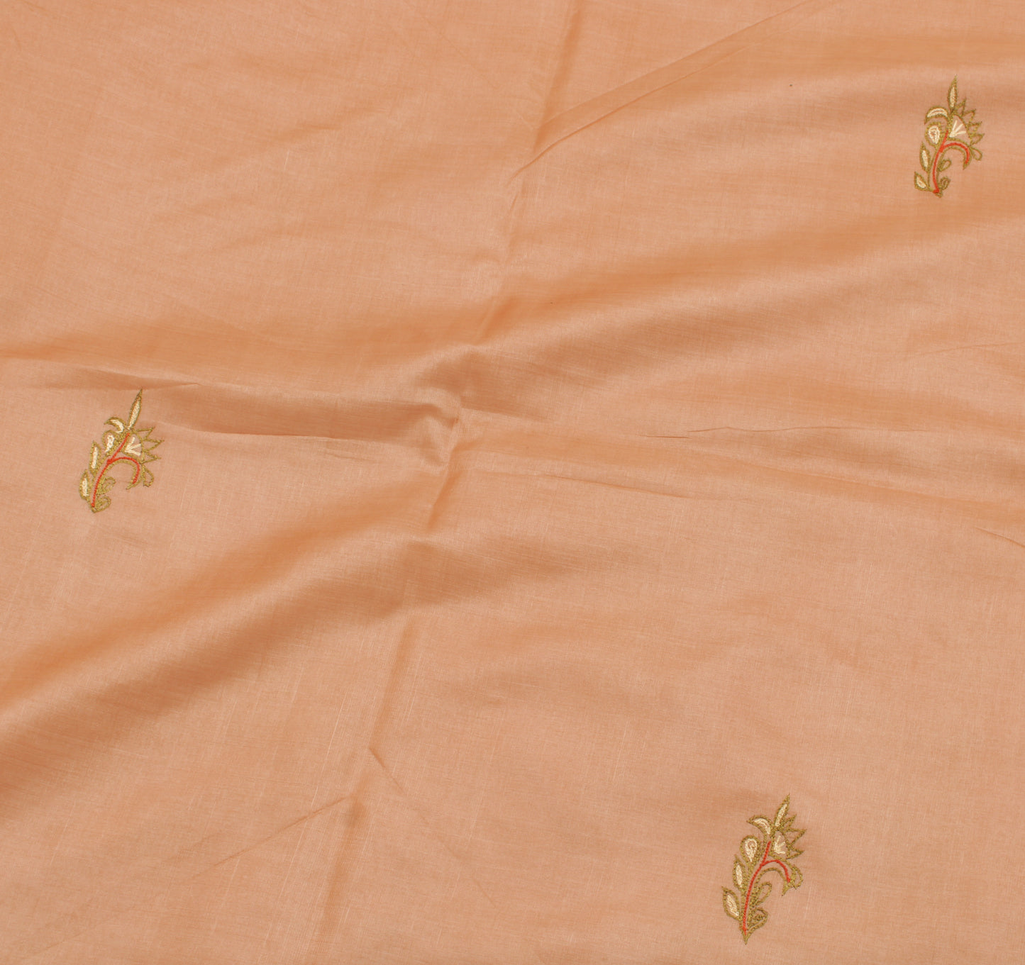 Sushila Vintage Cream Indian Saree 100% Pure Silk Embroidered Floral Sari Fabric