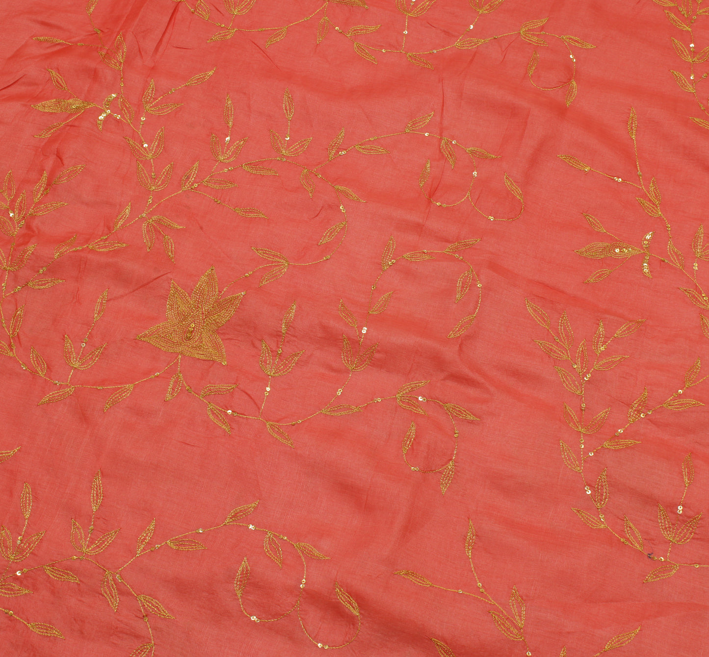 Sushila Vintage Peach Saree 100% Pure Silk Zari Embroidered Floral Sari Fabric