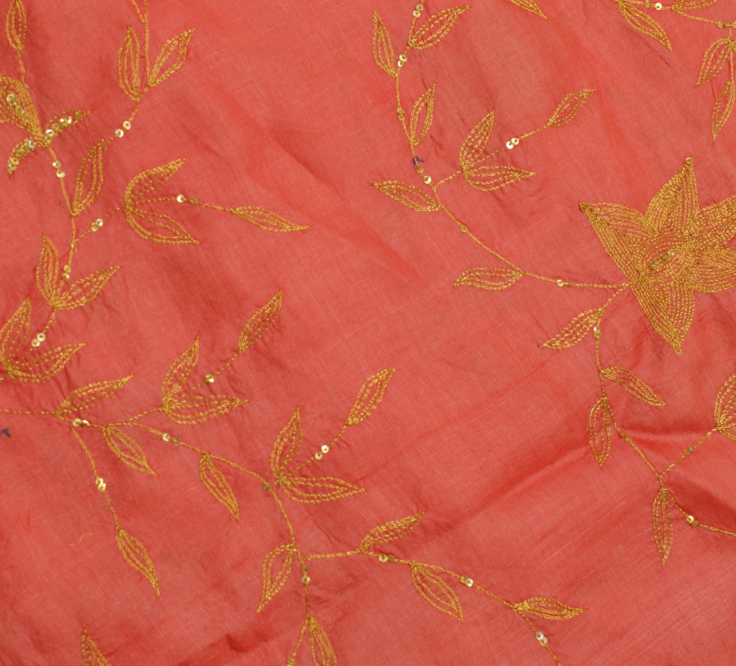 Sushila Vintage Peach Saree 100% Pure Silk Zari Embroidered Floral Sari Fabric