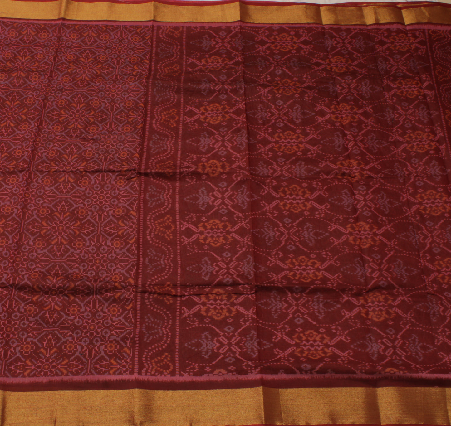 Sushila Vintage Maroon Saree Pure Cotton Printed Abstract Sari Craft Sari Fabric