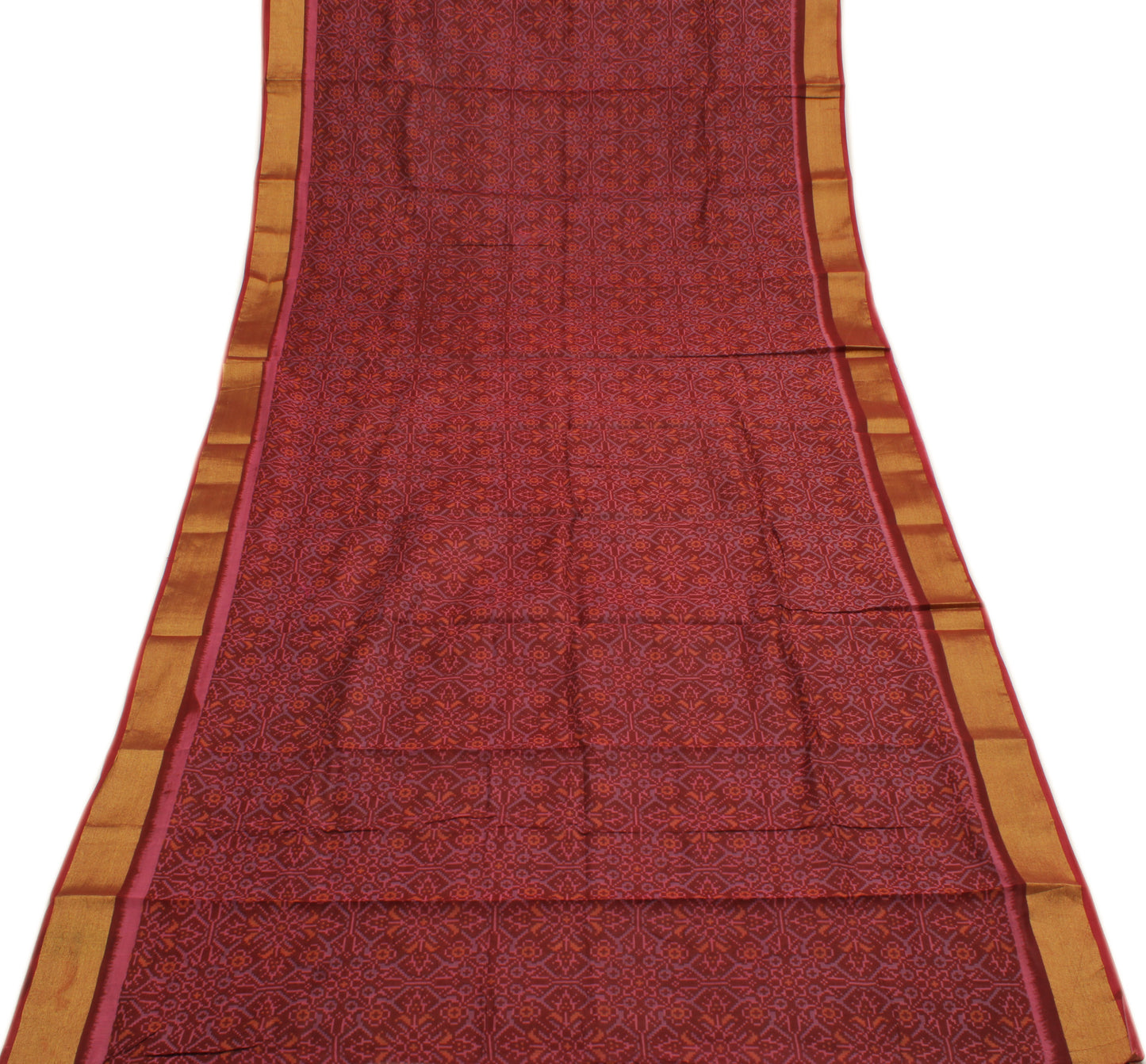 Sushila Vintage Maroon Saree Pure Cotton Printed Abstract Sari Craft Sari Fabric