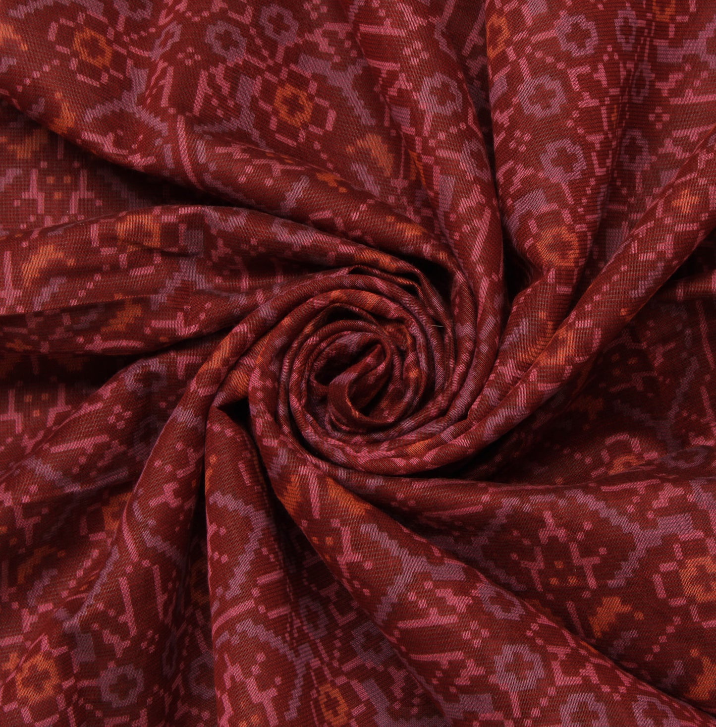 Sushila Vintage Maroon Saree Pure Cotton Printed Abstract Sari Craft Sari Fabric