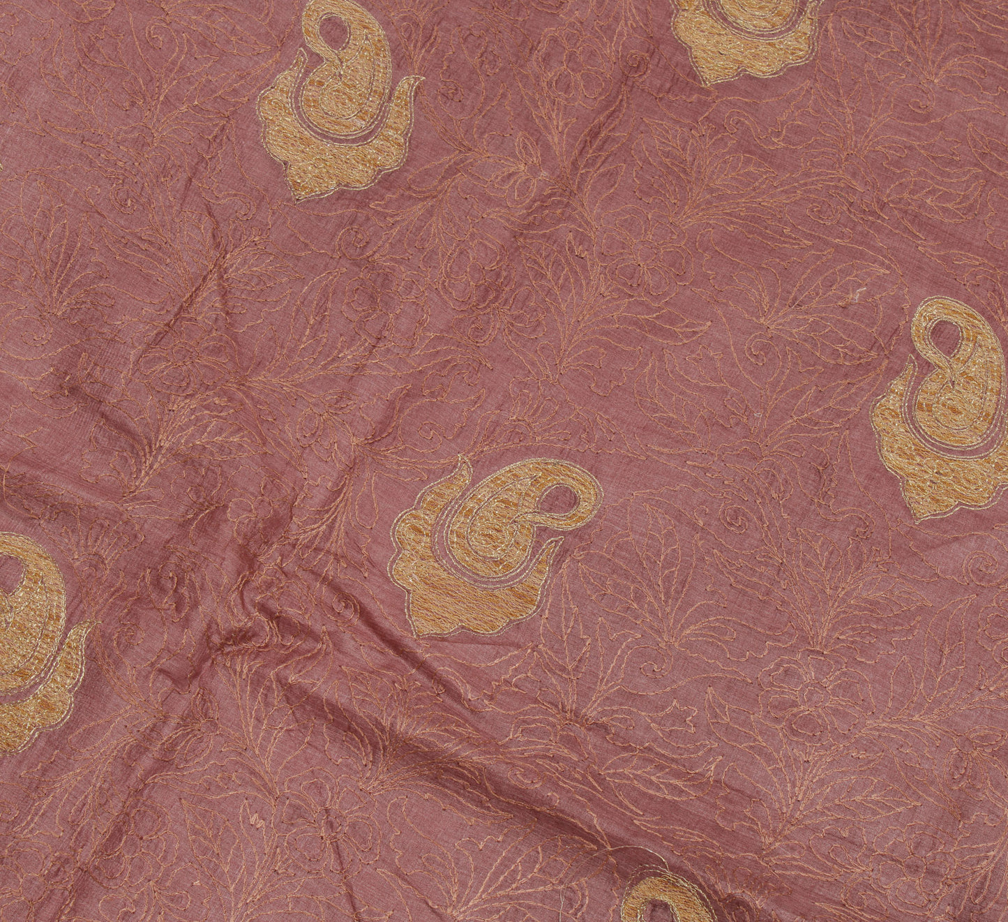 Sushila Vintage Mauve Saree 100% Pure Silk Zari Embroidered Paisley Sari Fabric