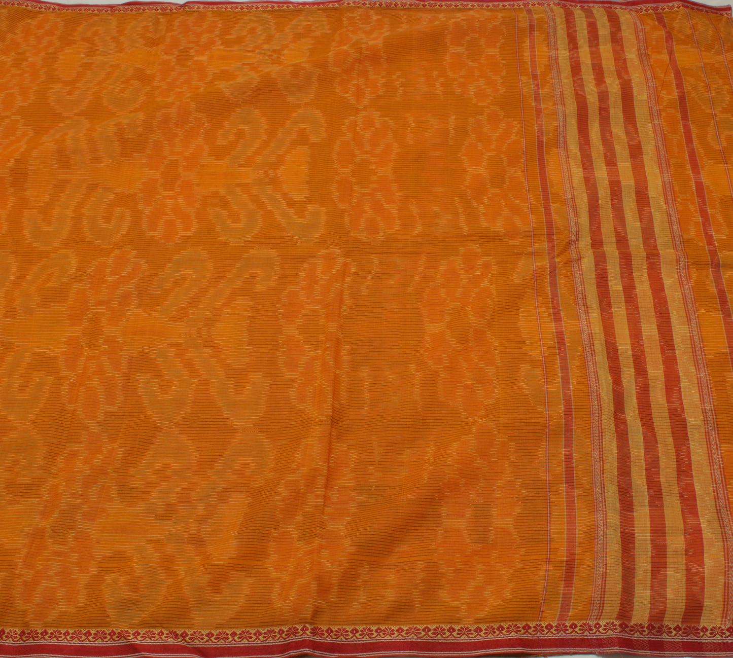 Sushila Vintage Mustard Indian Saree Pure Cotton Woven Sari 5 Yard 5 Yard Fabric