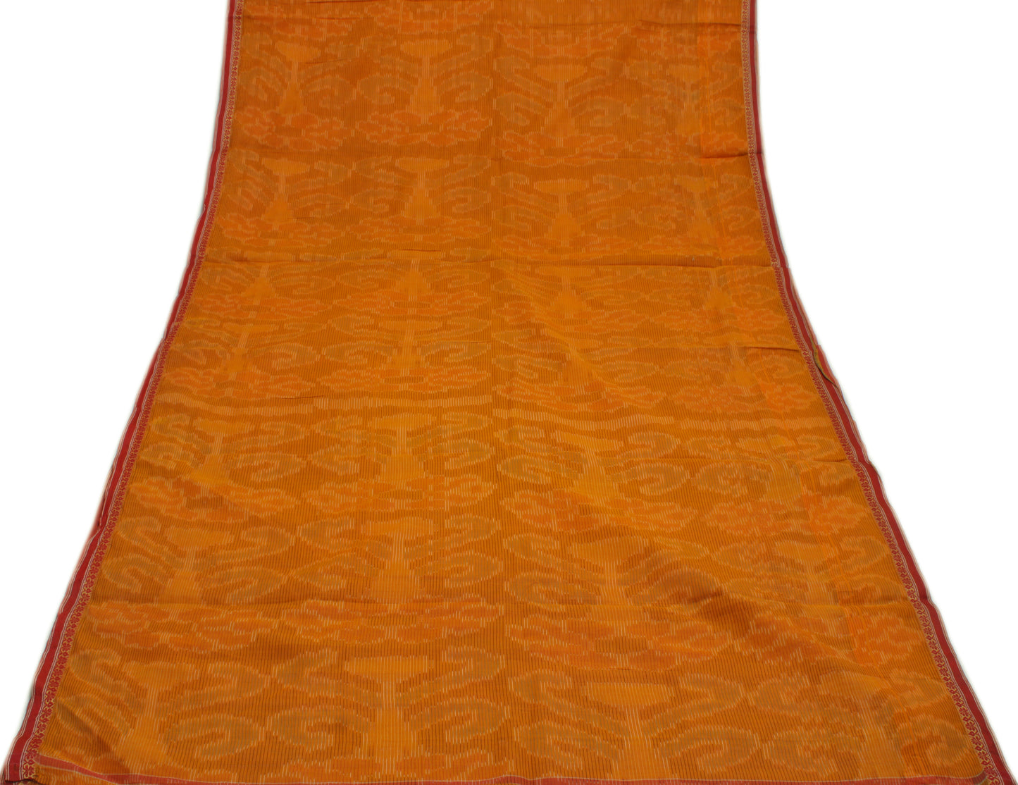 Sushila Vintage Mustard Indian Saree Pure Cotton Woven Sari 5 Yard 5 Yard Fabric