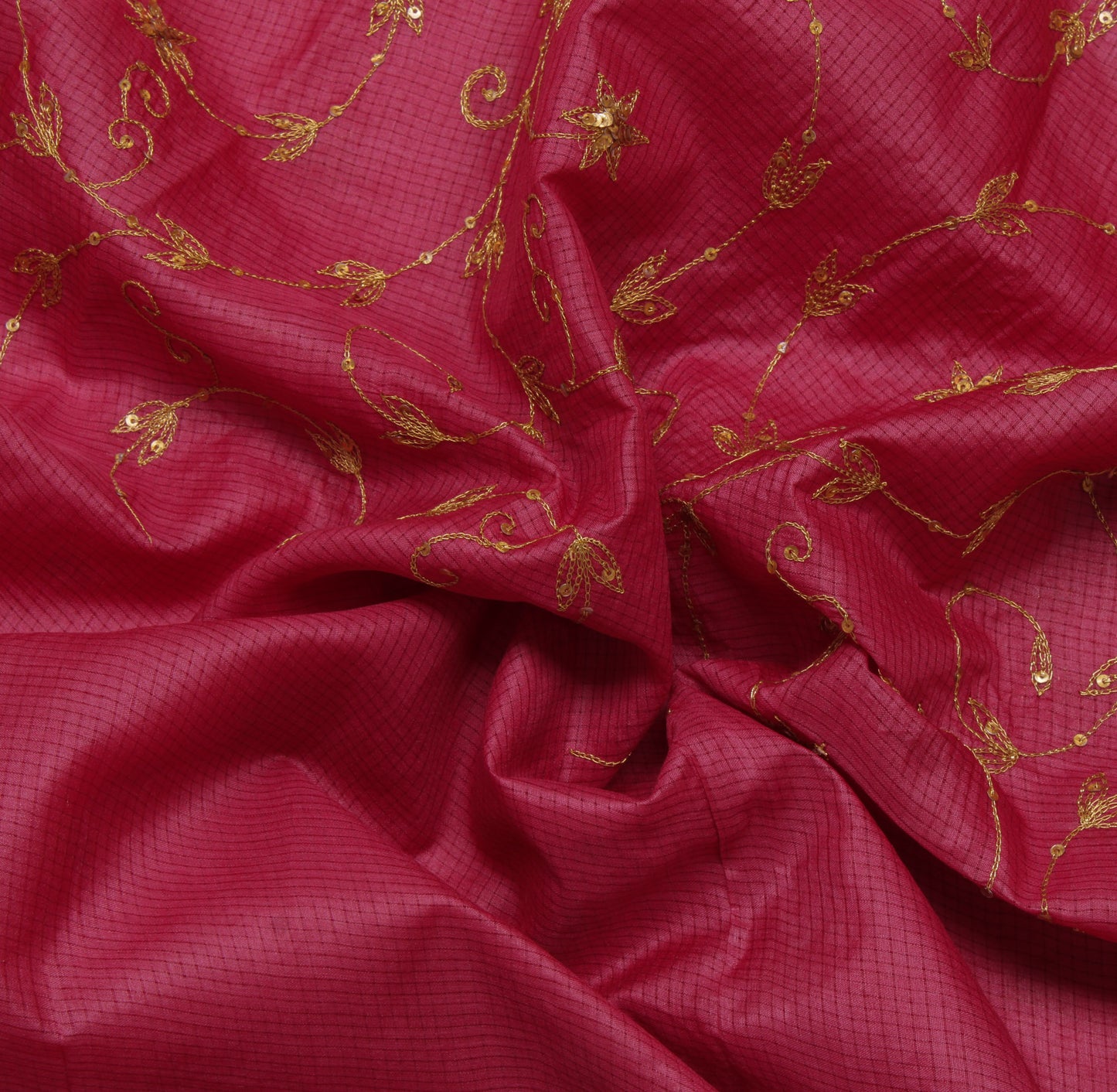 Sushila Vintage Magenta Saree 100% Pure Silk Zari Embroidered Floral Sari Fabric