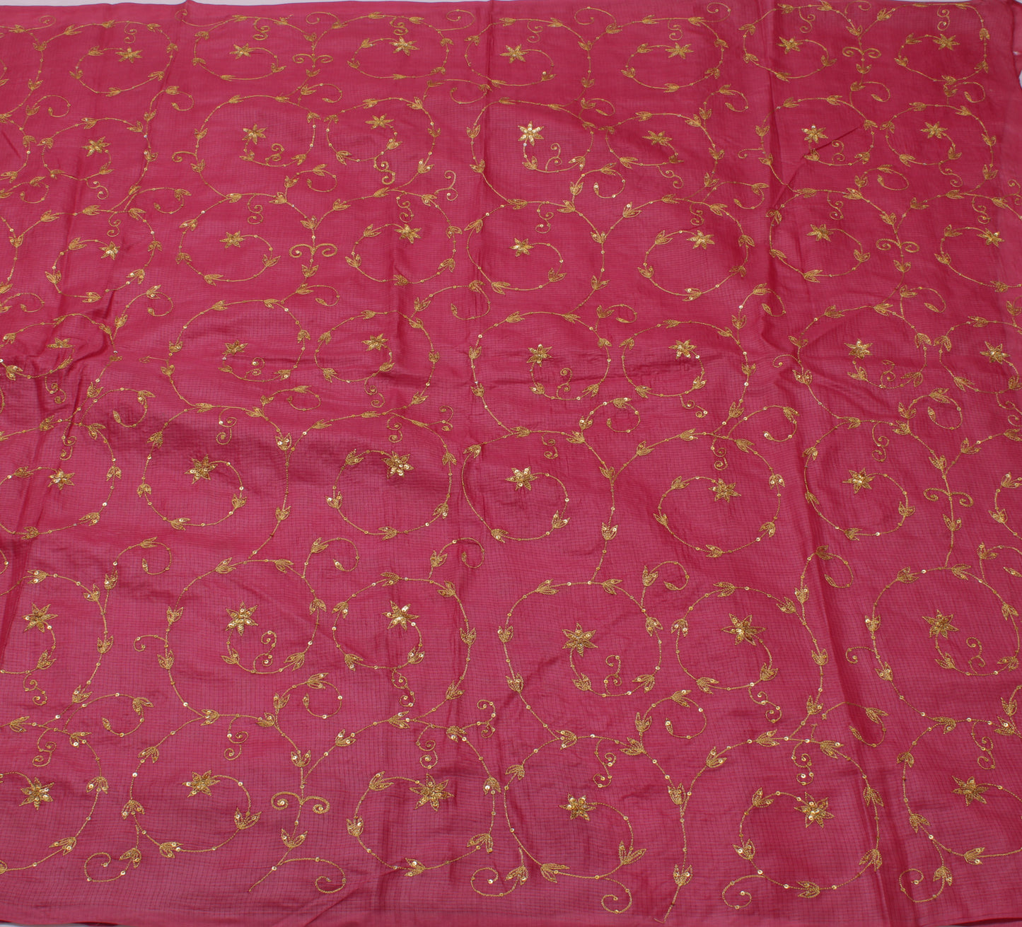 Sushila Vintage Magenta Saree 100% Pure Silk Zari Embroidered Floral Sari Fabric