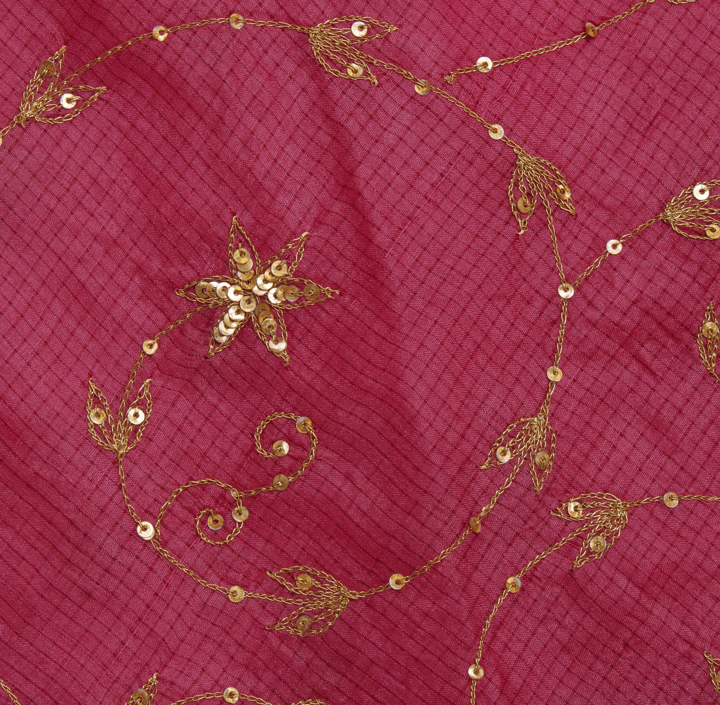 Sushila Vintage Magenta Saree 100% Pure Silk Zari Embroidered Floral Sari Fabric