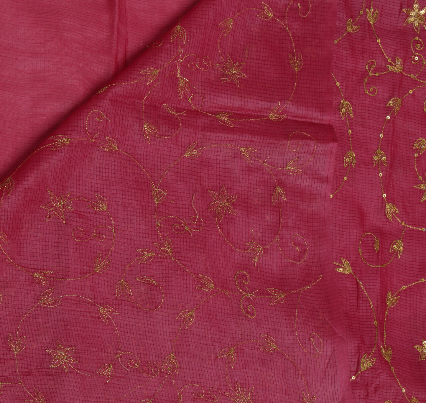 Sushila Vintage Magenta Saree 100% Pure Silk Zari Embroidered Floral Sari Fabric