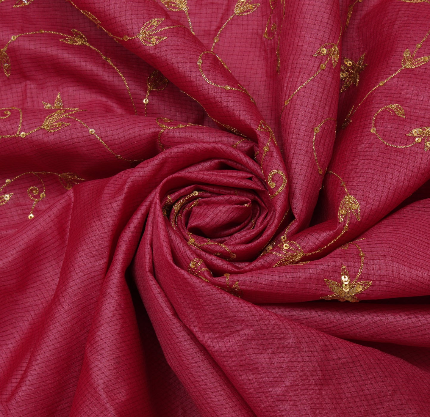 Sushila Vintage Magenta Saree 100% Pure Silk Zari Embroidered Floral Sari Fabric