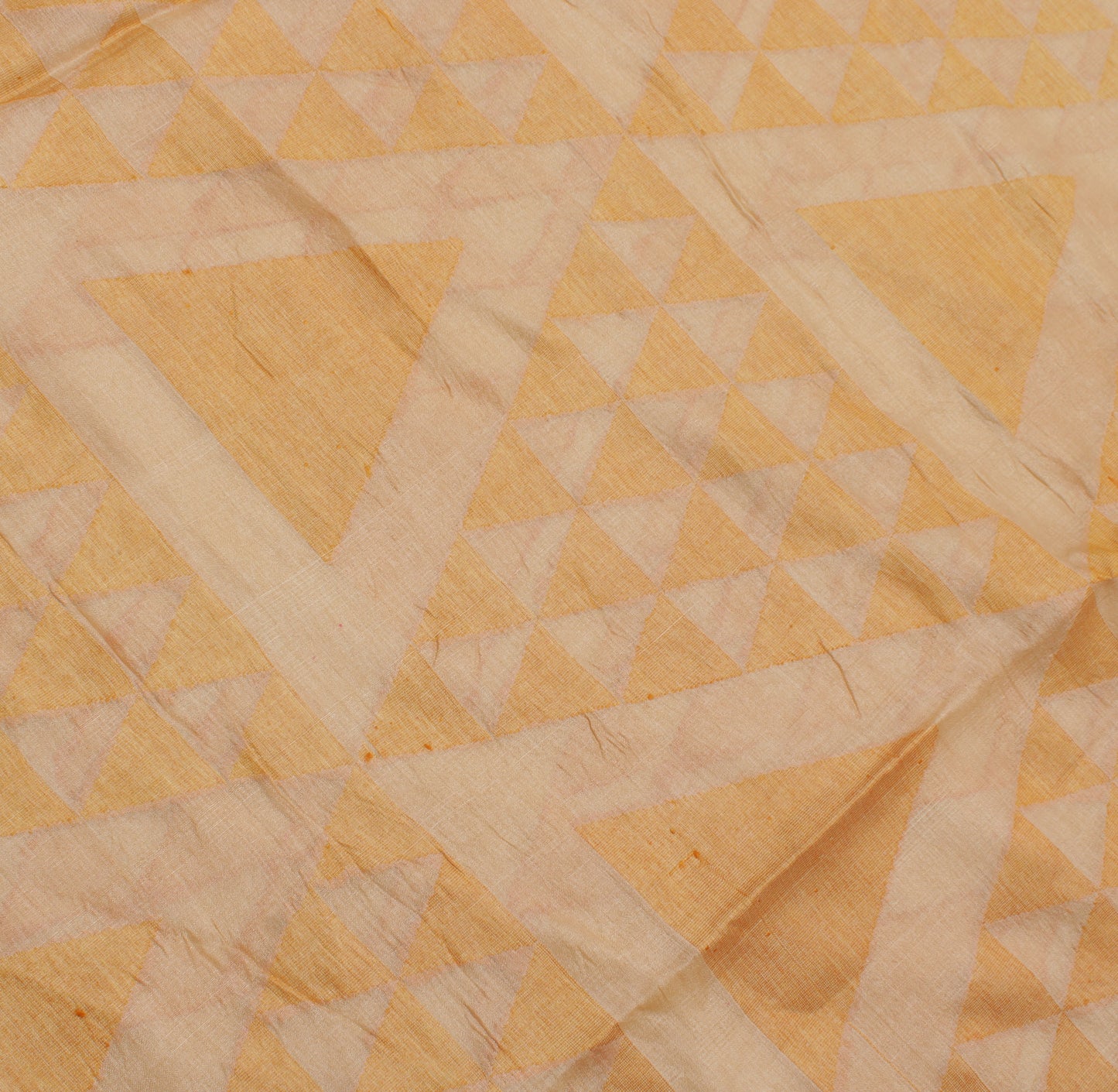 Sushila Vintage Cream Indian Saree Blend Silk Woven Abstract Sari 5 Yard Fabric