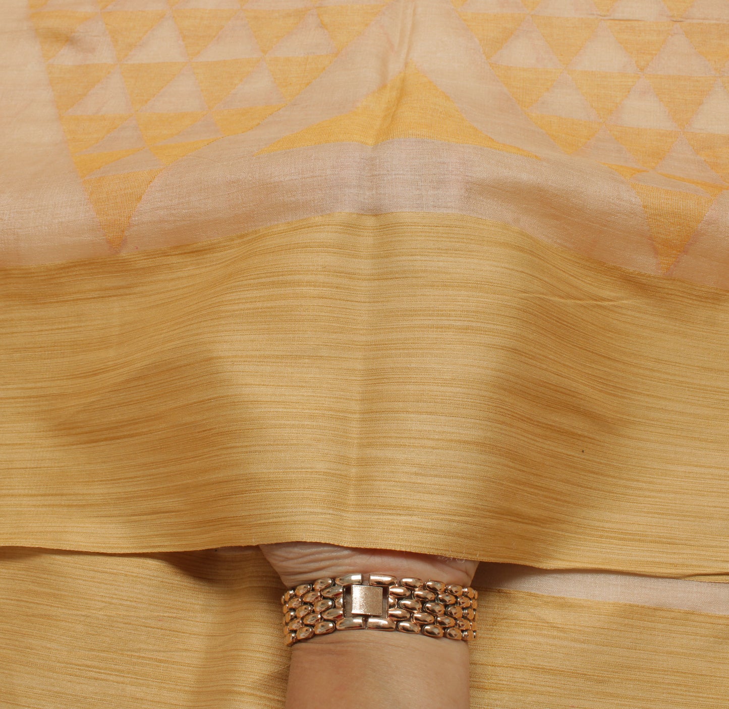 Sushila Vintage Cream Indian Saree Blend Silk Woven Abstract Sari 5 Yard Fabric