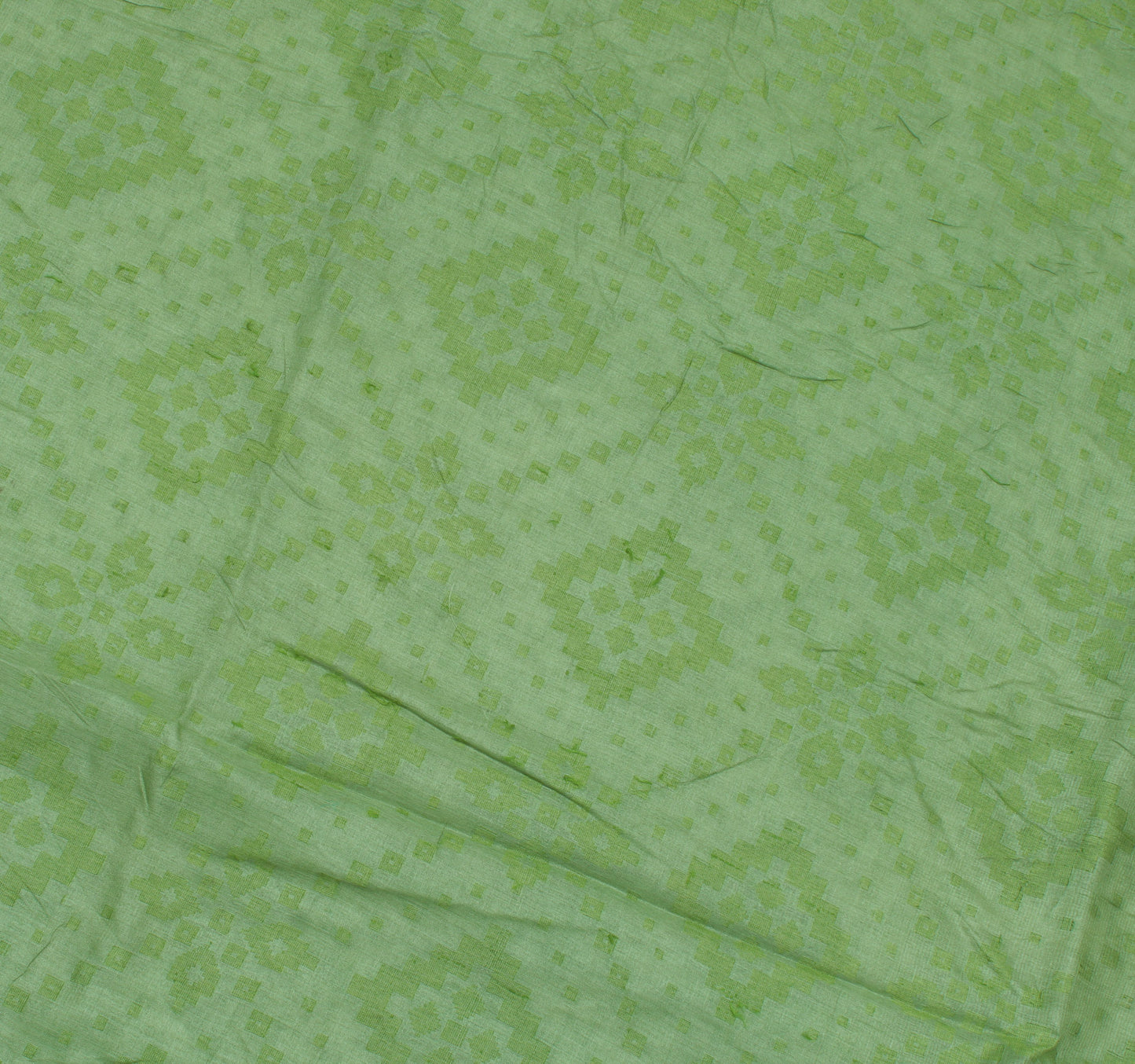 Sushila Vintage Green Saree Pure Silk Woven Abstract Sari Fabric