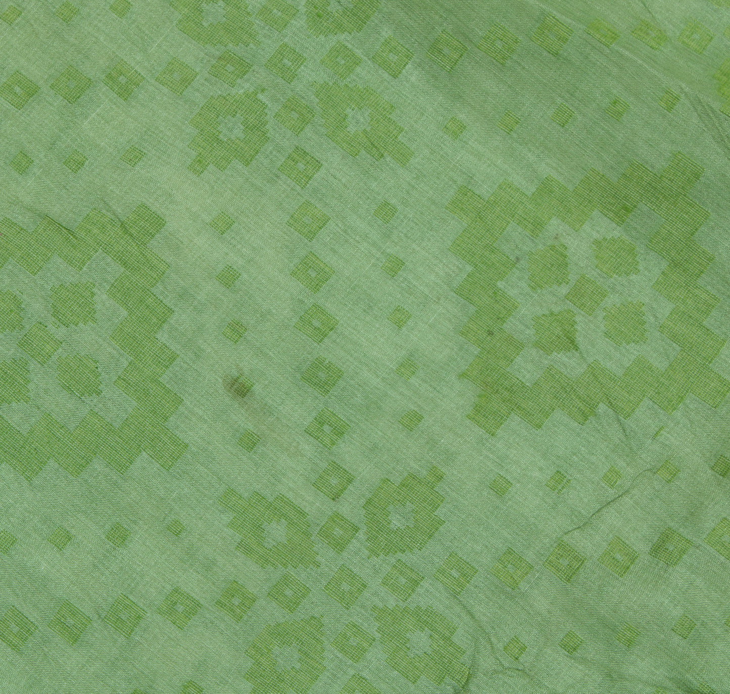 Sushila Vintage Green Saree Pure Silk Woven Abstract Sari Fabric