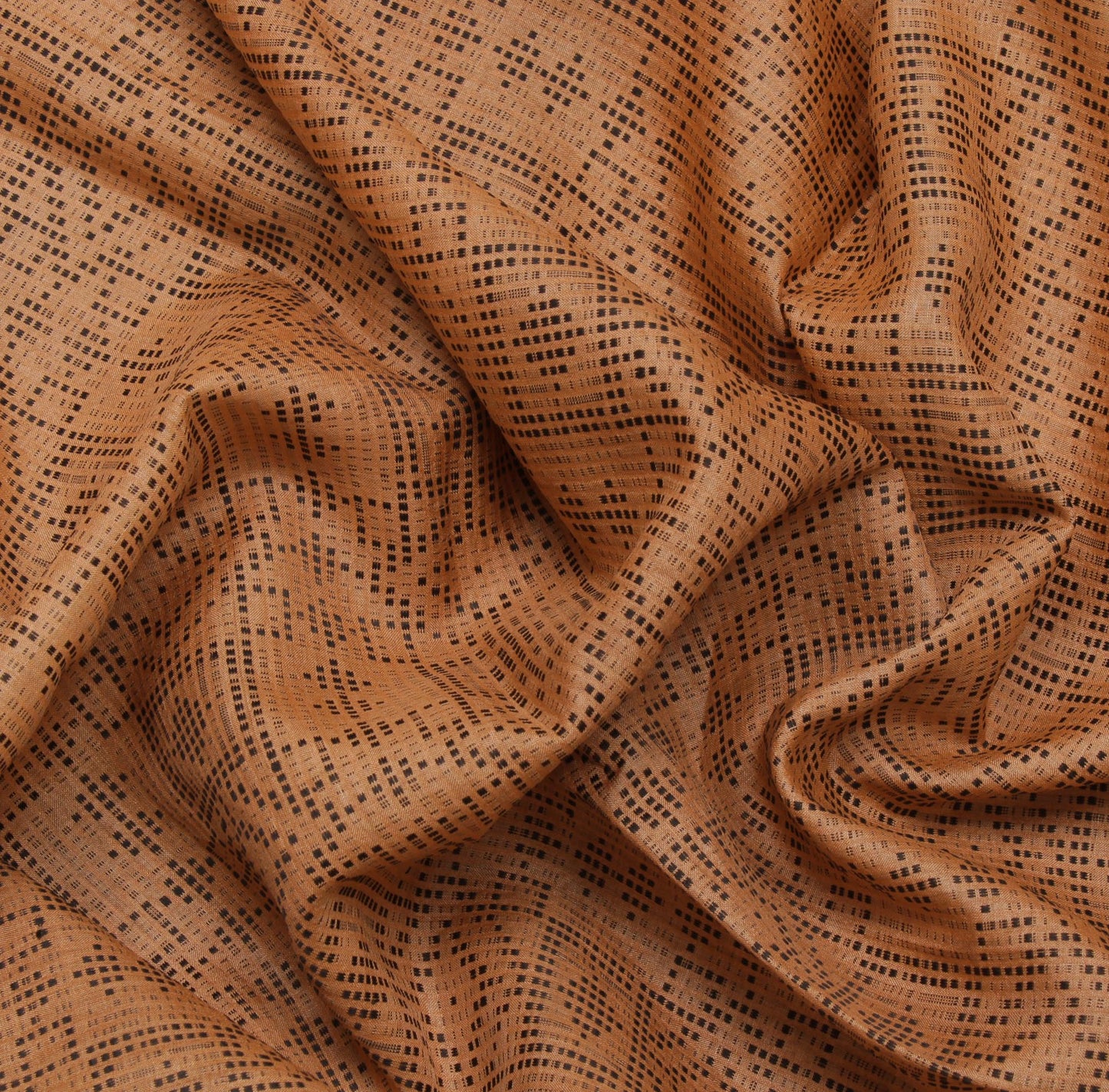 Sushila Vintage Brown Indian Sari Pure Silk Embroidered & Printed Sari Fabric