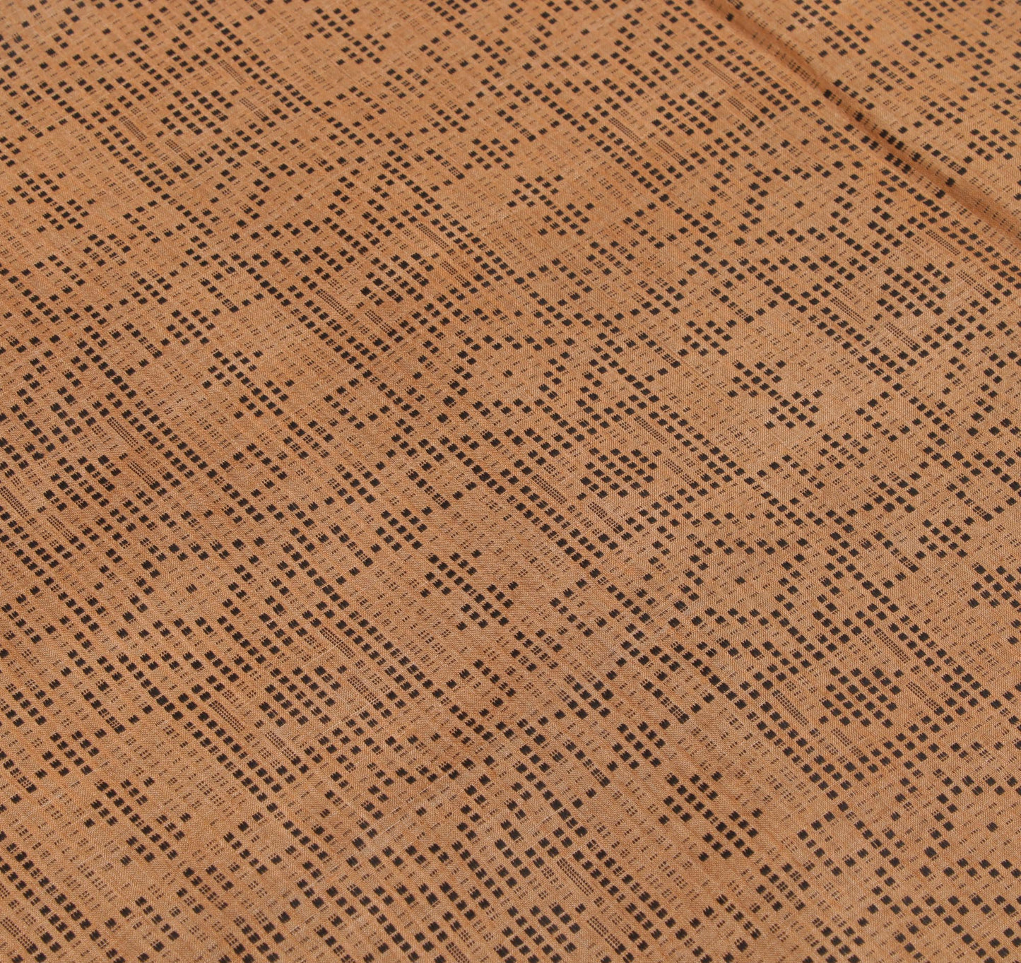 Sushila Vintage Brown Indian Sari Pure Silk Embroidered & Printed Sari Fabric