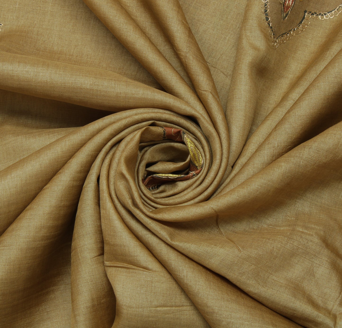 Sushila Vintage Brown Saree 100% Pure Silk Embroidered Floral Sari Craft Fabric