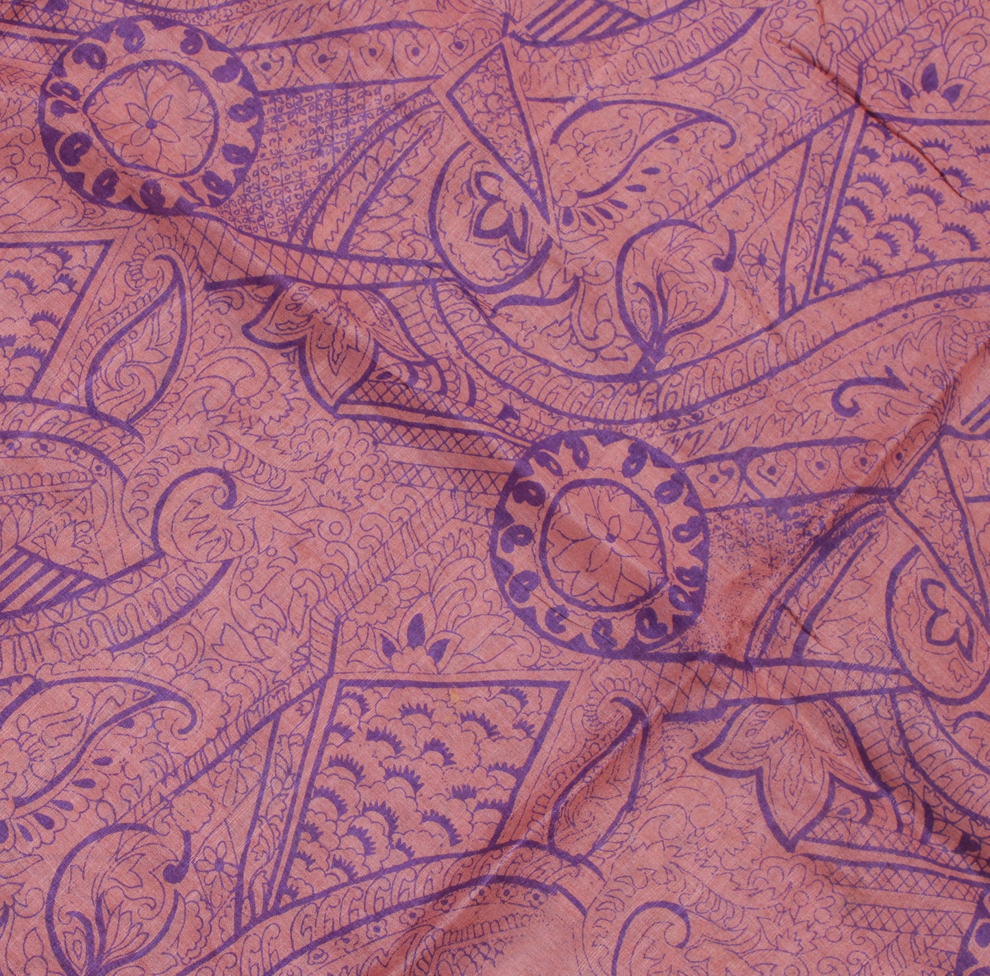 Sushila Vintage Mauve Saree 100% Pure Silk Printed Floral Sari Craft Fabric