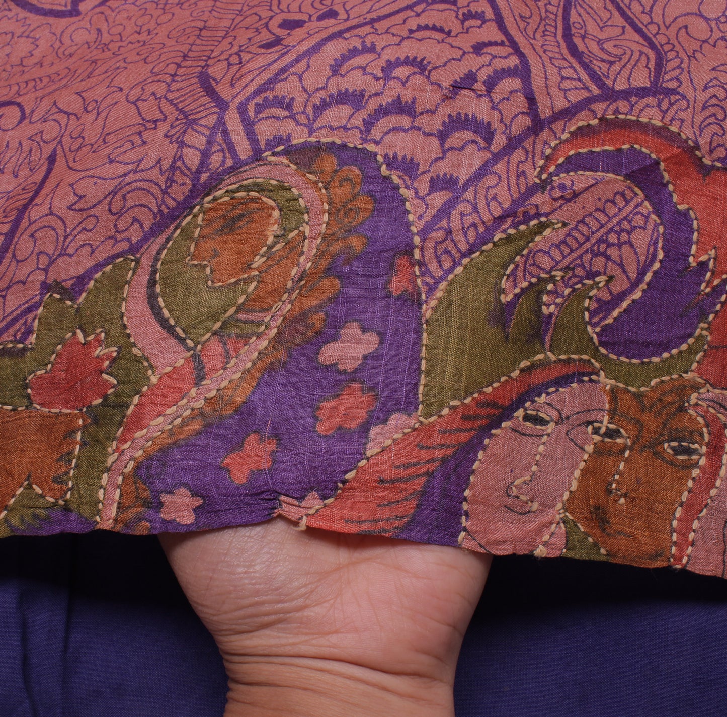 Sushila Vintage Mauve Saree 100% Pure Silk Printed Floral Sari Craft Fabric