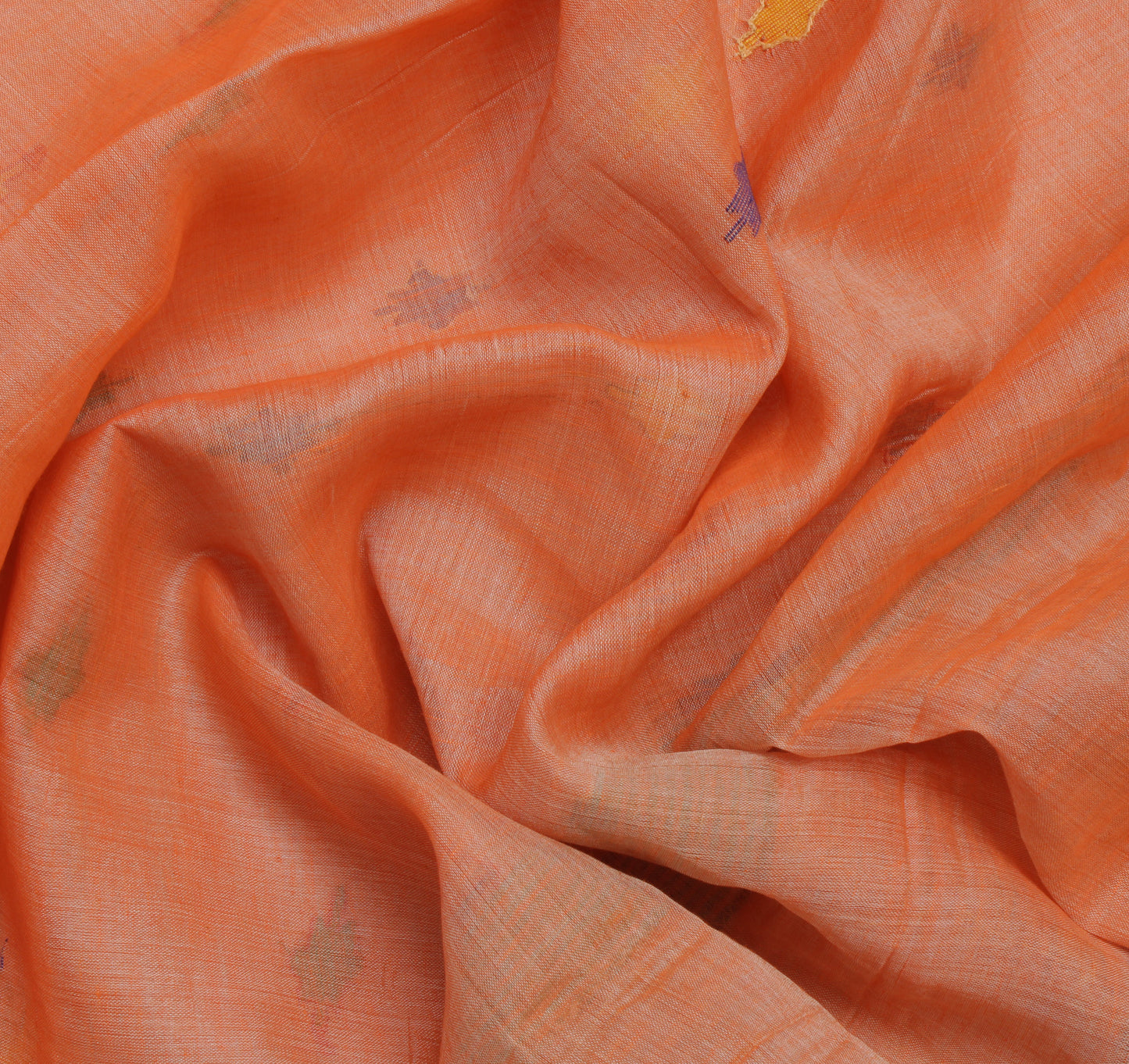 Sushila Vintage Peach Indian Saree Pure Cotton Embroidered Peacock Sari Fabric