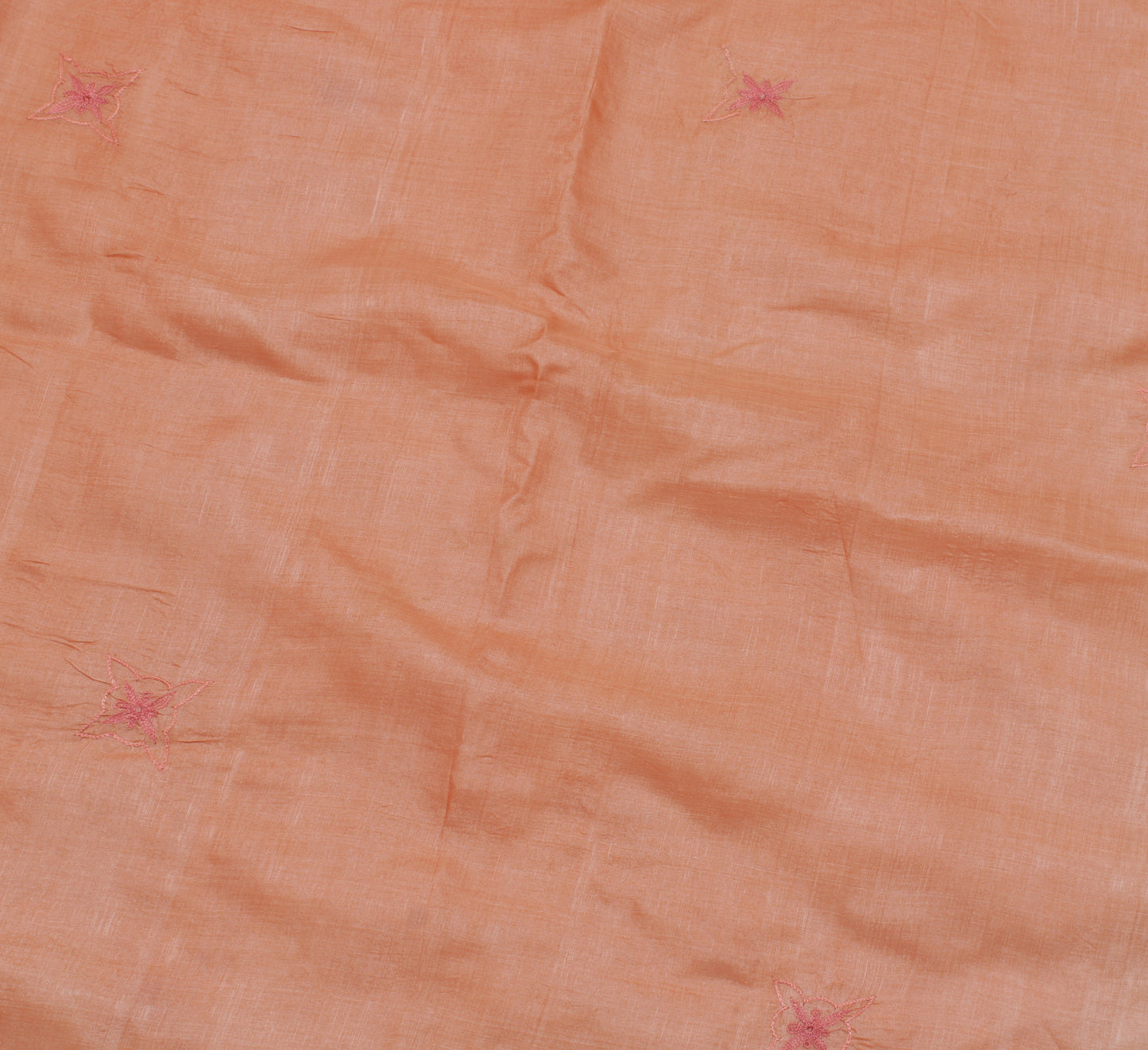 Sushila Vintage Peach Indian Saree 100% Pure Silk Embroidered Floral Sari Fabric