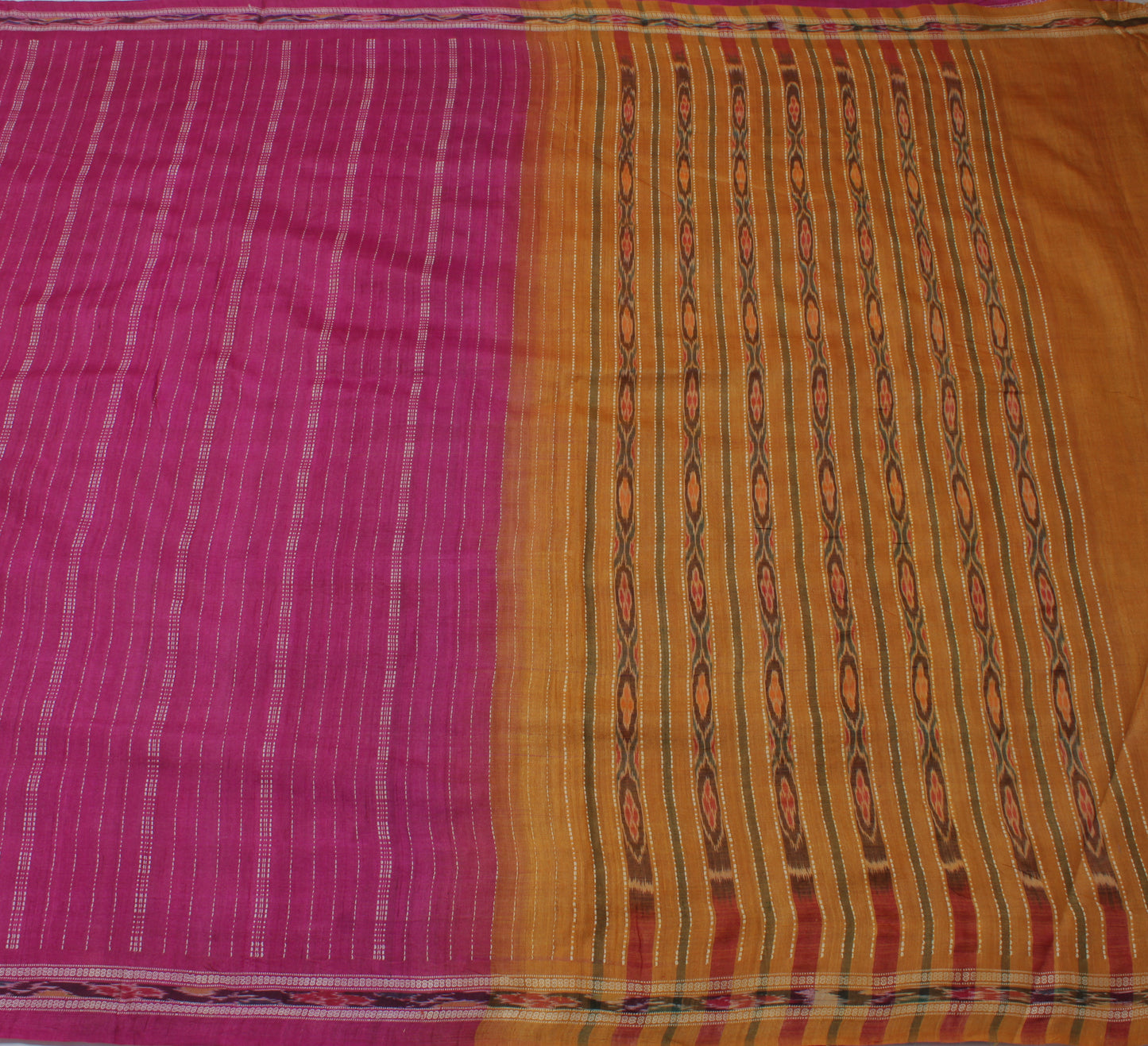 Sushila Vintage Purple Saree Pure Silk Hand Woven Ikat Patola Sari Craft Fabric