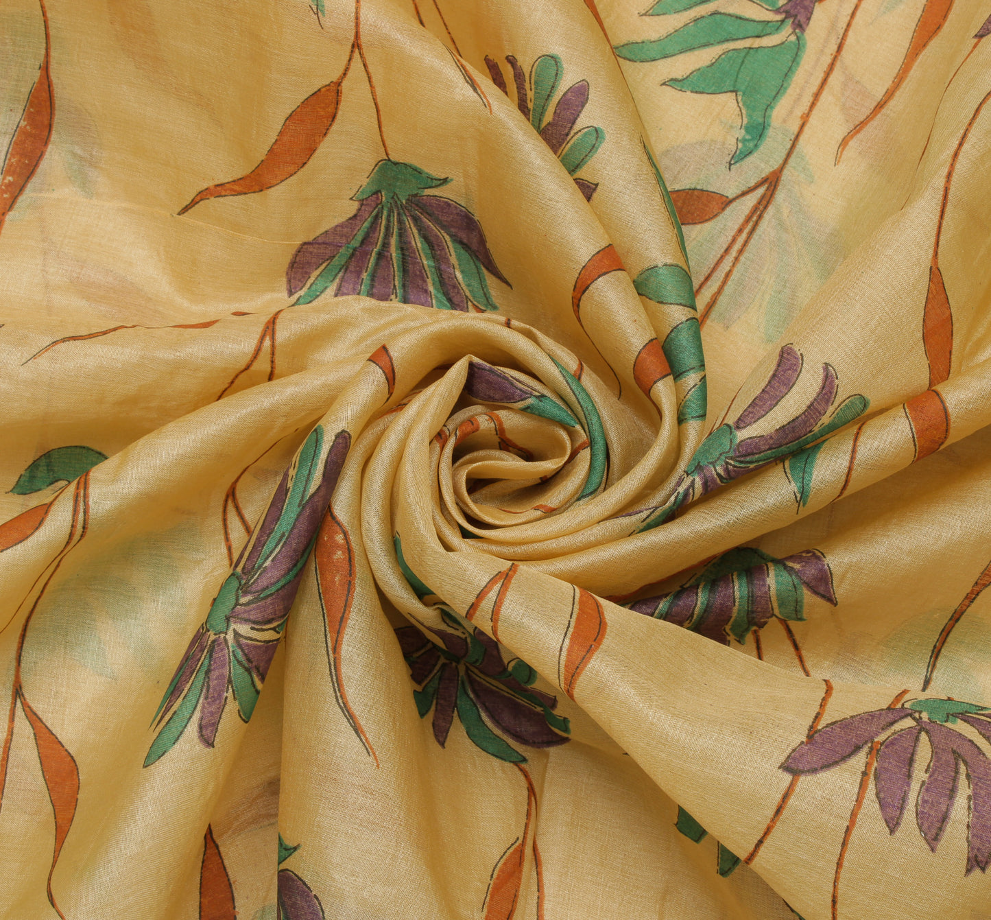 Sushila Vintage Cream Saree Pure Silk Woven & Woven Floral Sari Craft Fabric