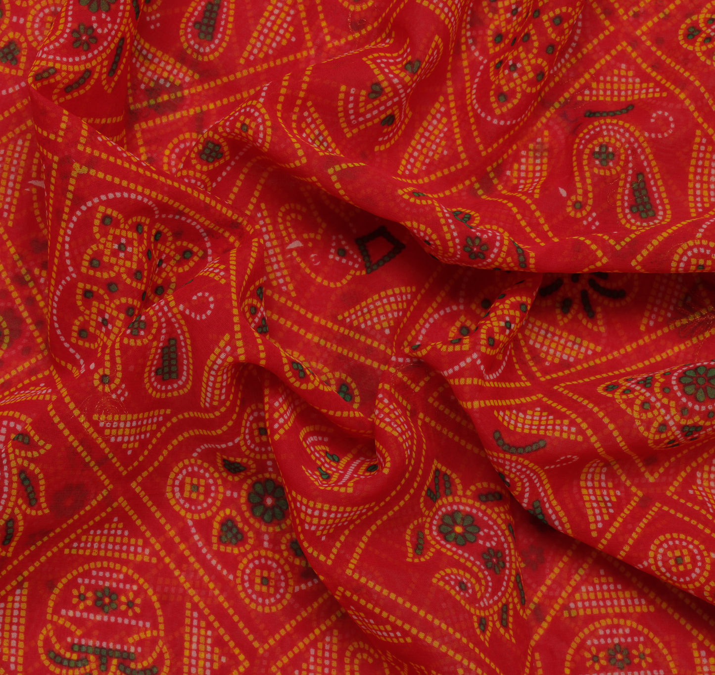 Sushila Vintage Red Saree Blend Georgette Silk Printed Abstract Sari Fabric