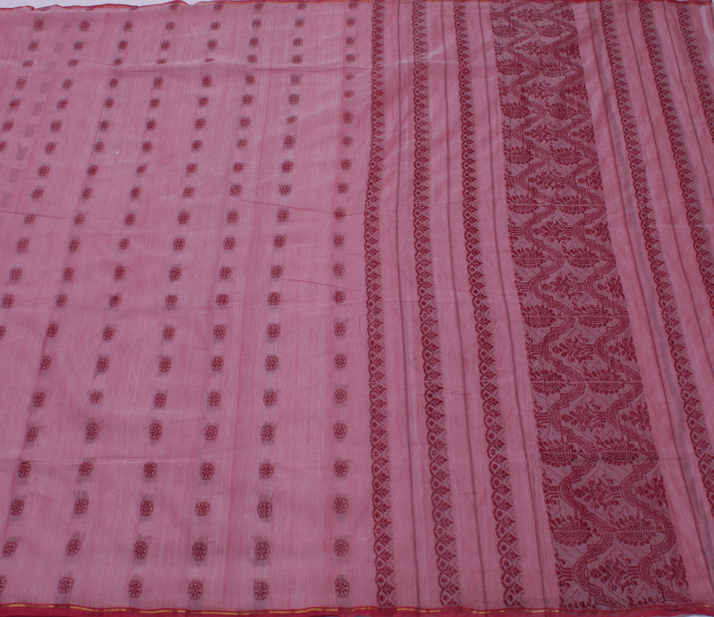 Sushila Vintage Indian Saree 100% Pure Cotton Woven Floral Sari Craft Fabric