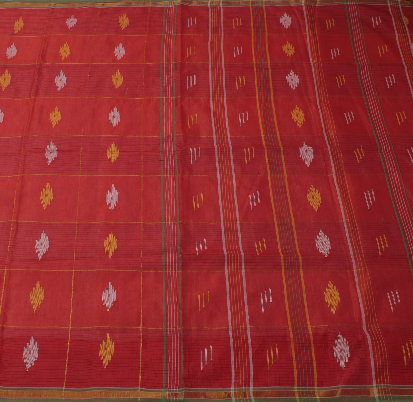 Sushila Vintage Peach Indian Saree 100% Pure Cotton Woven Craft Sari Fabric