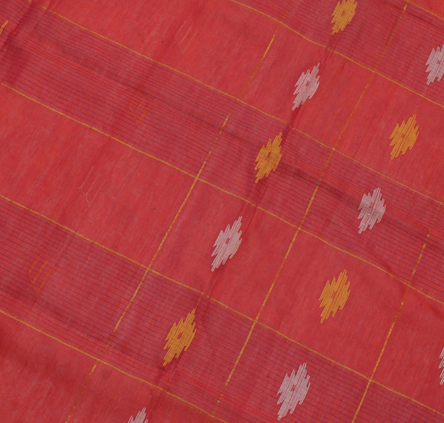 Sushila Vintage Peach Indian Saree 100% Pure Cotton Woven Craft Sari Fabric