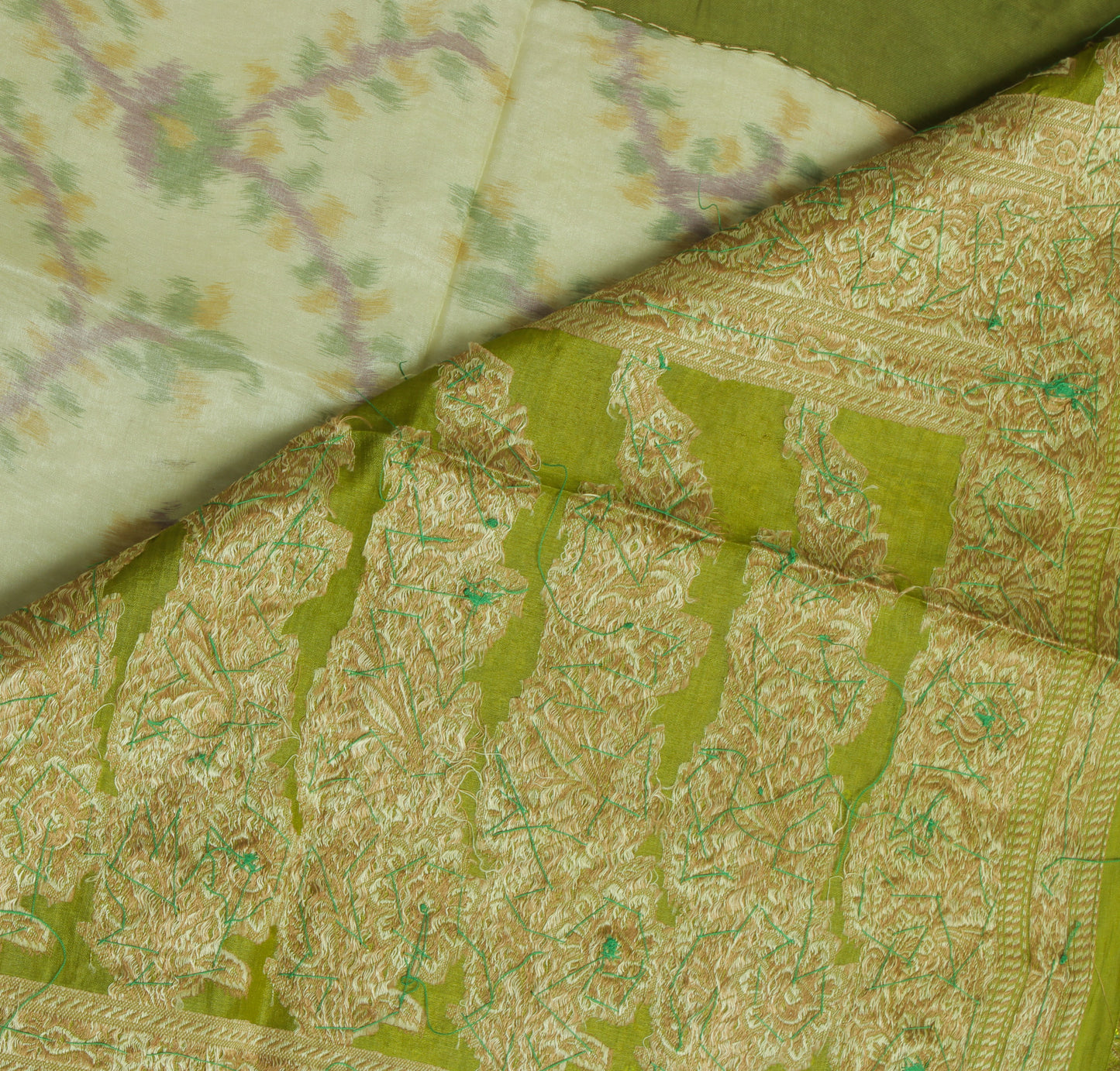 Sushila Vintage Indian Saree Pure Silk Woven & Embroidered Floral Sari Fabric