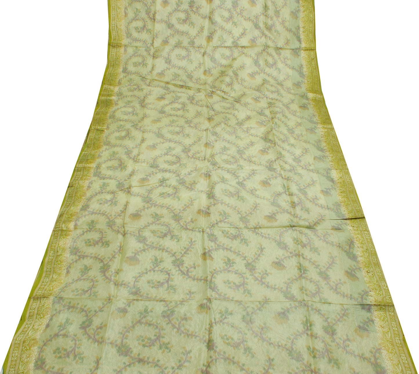 Sushila Vintage Indian Saree Pure Silk Woven & Embroidered Floral Sari Fabric