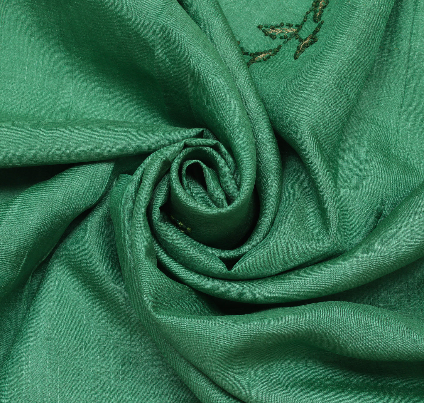 Sushila Vintage Aqua Green Saree Pure Silk Hand Embroidered Floral Sari Fabric