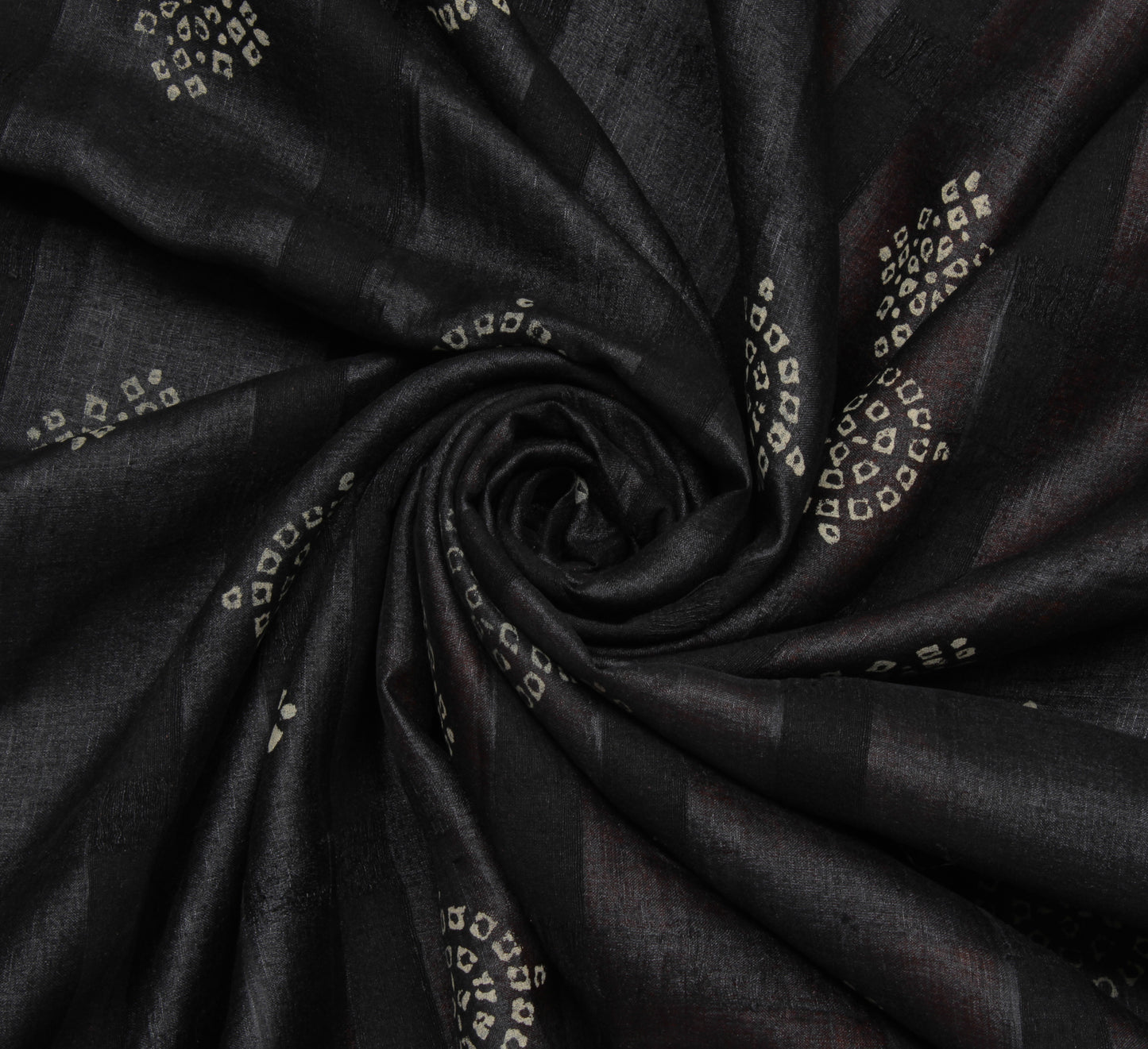 Sushila Vintage Black Saree Pure Silk Woven & Bandhani Printed Sari Craft Fabric