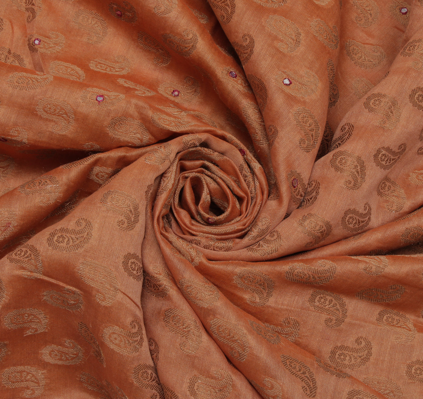 Sushila Vintage Brown Saree 100% Pure Cotton Woven Paisley Sari Craft Fabric