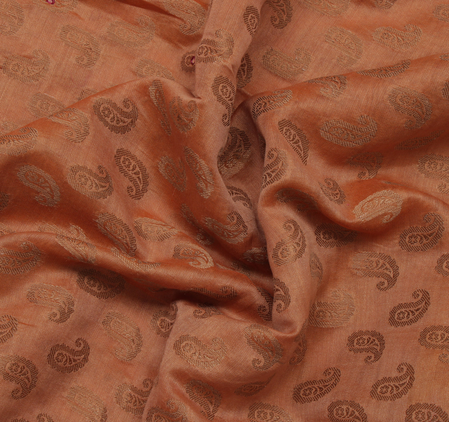 Sushila Vintage Brown Saree 100% Pure Cotton Woven Paisley Sari Craft Fabric