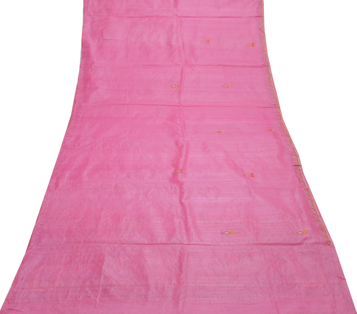 Sushila Vintage Pink Saree 100% Pure Silk Hand Beaded & Embroidered Sari Fabric