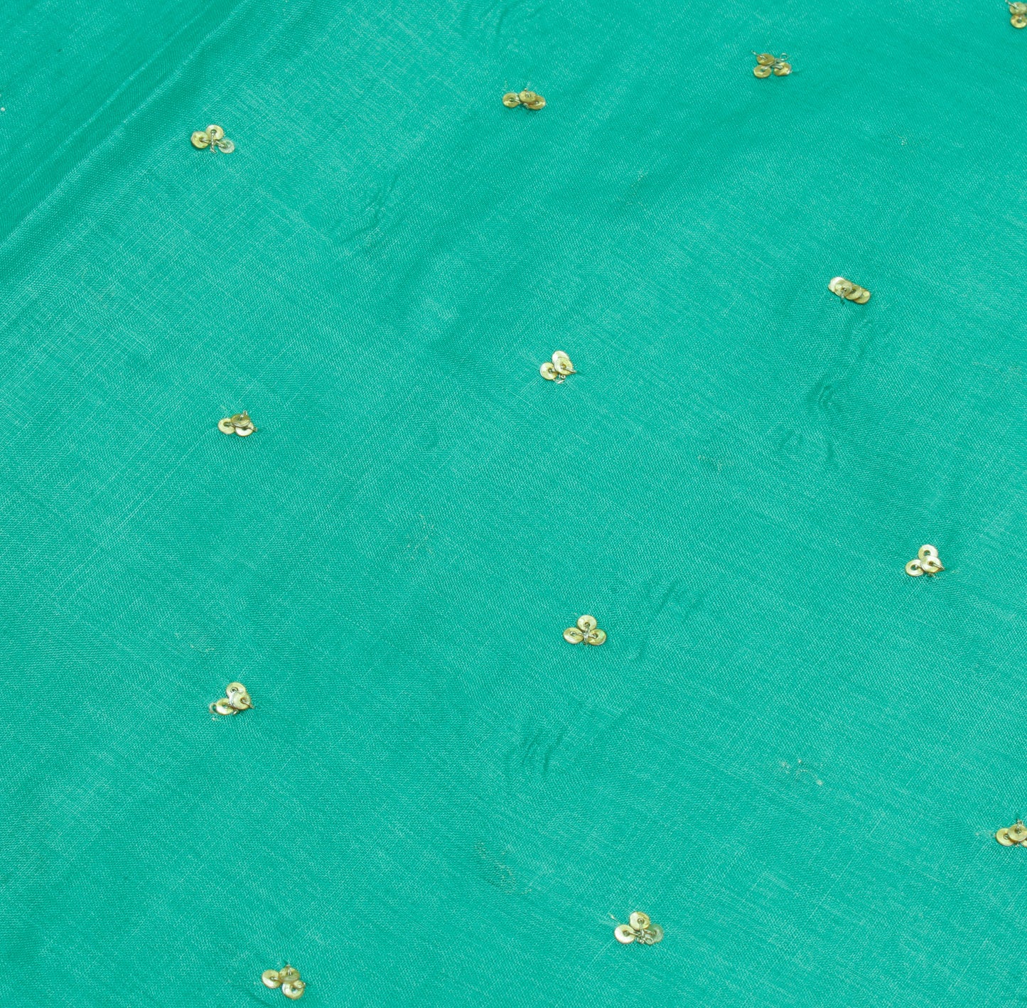 Sushila Vintage Aqua Green Saree Pure Silk Hand Embroidered Floral Sari Fabric