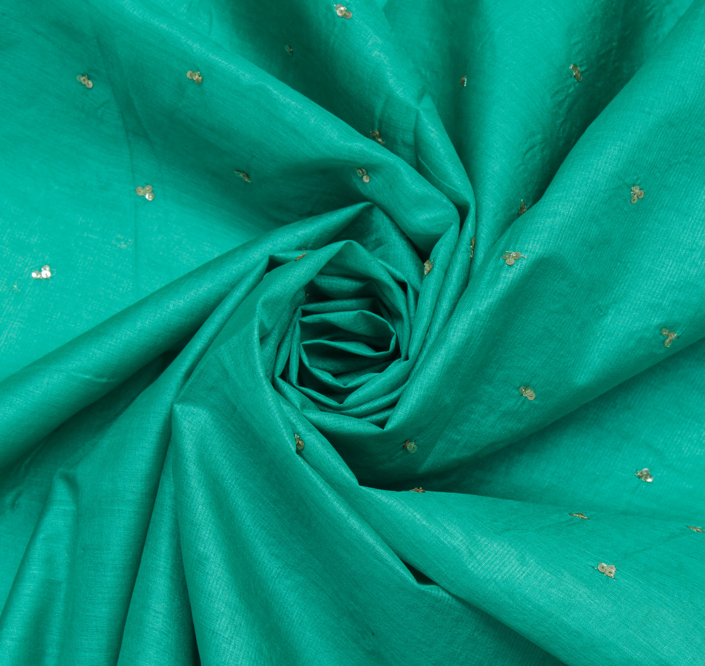 Sushila Vintage Aqua Green Saree Pure Silk Hand Embroidered Floral Sari Fabric