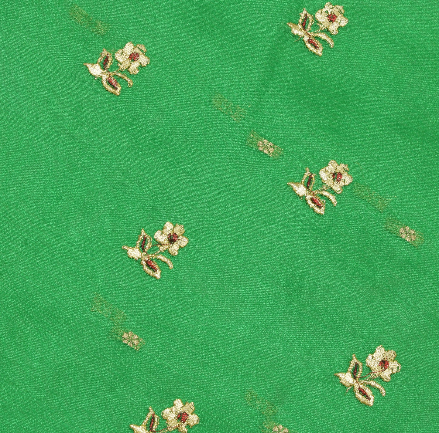 Sushila Vintage Green Saree Blend Silk Woven Embroidered Floral Sari Fabric